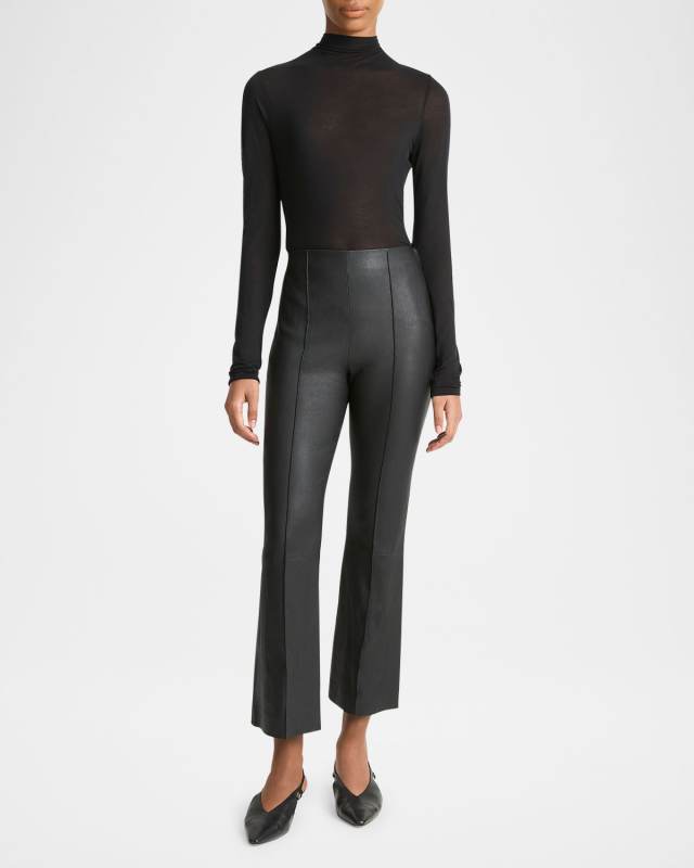 Cropped Flare Leather Pants